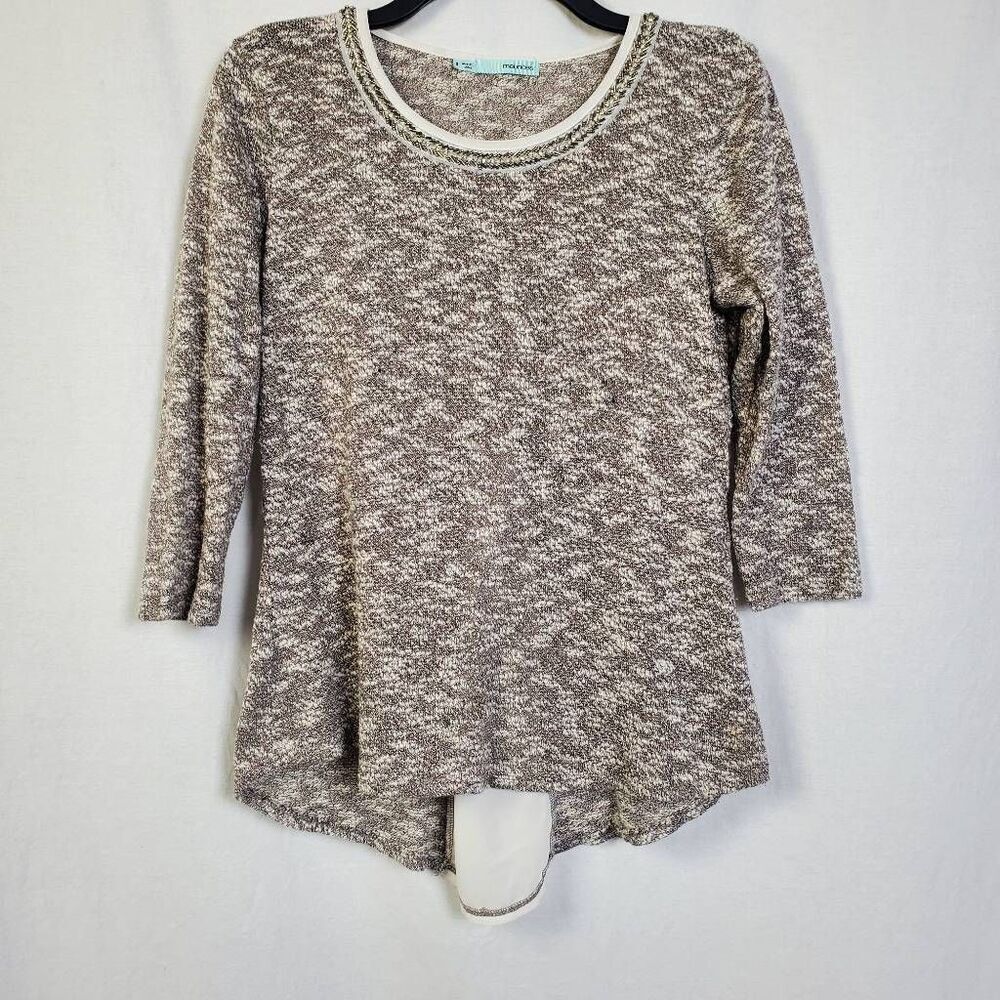 Maurices Women’s Hi-Low Tunic Top Size Small Textured Knit Back Button Slit 3/4